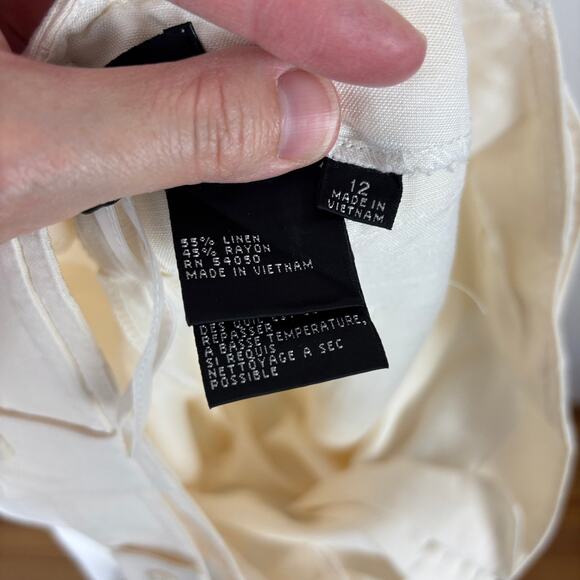 Kasper White Trouser Pants Linen Blend 12 pockets casual career office - Picture 9 of 9